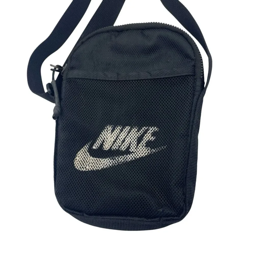 Nike Heritage Crossbody Sling Bag Unisex Small Black/White Mesh